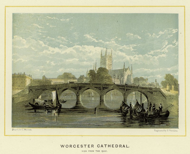 Katedra w Worcester, widok z nabrzeża autorstwa English School
