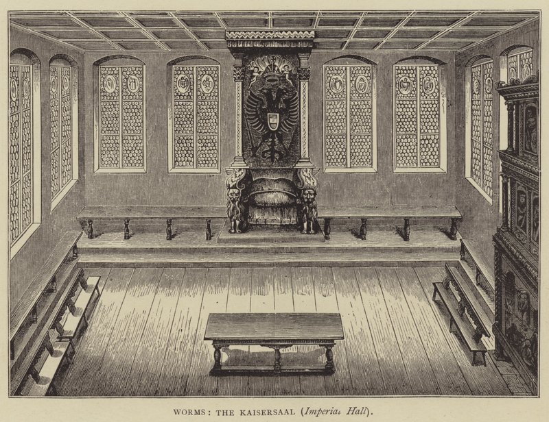 Worms, The Kaisersaal, Sala Cesarska (grawerowanie) autorstwa English School