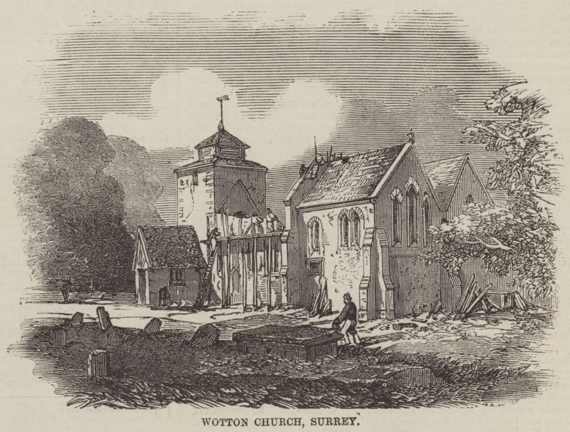 Kościół Wotton, Surrey (grawerowanie) autorstwa English School