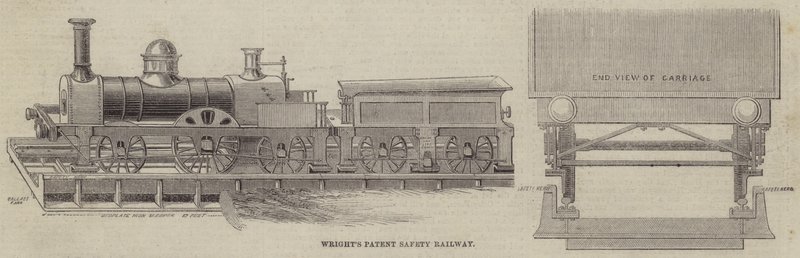 Patent Safety Railway Wrighta (grawerowanie) autorstwa English School