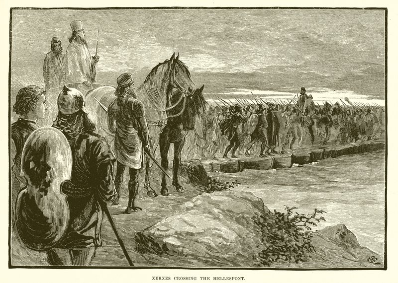 Kserkses przekraczający Hellespont autorstwa English School