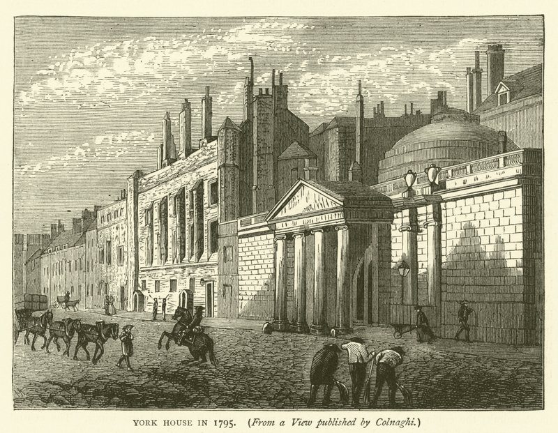 York House w 1795 r., widok opublikowany przez Colnaghi (rycina) autorstwa English School