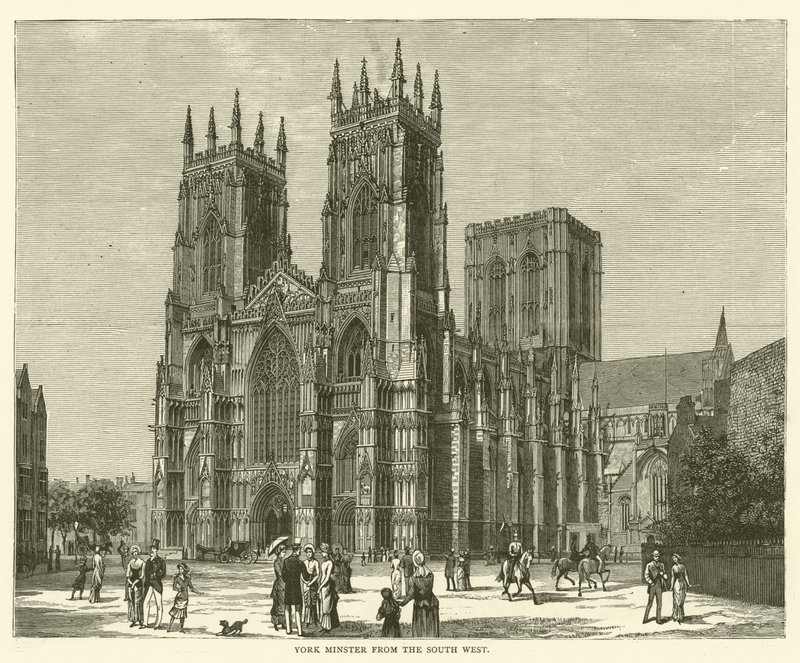 York Minster z południowego zachodu (grafika) autorstwa English School
