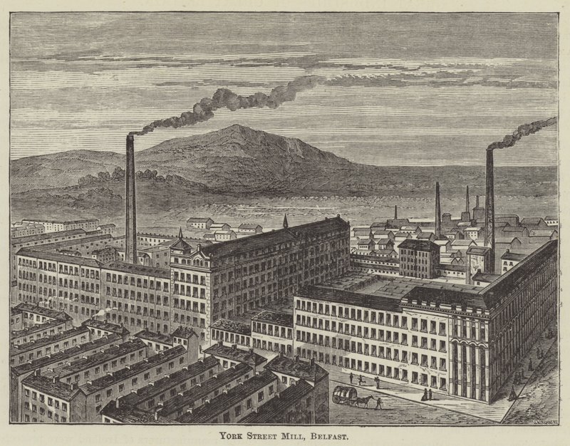York Street Mill, Belfast (grawerowanie) autorstwa English School