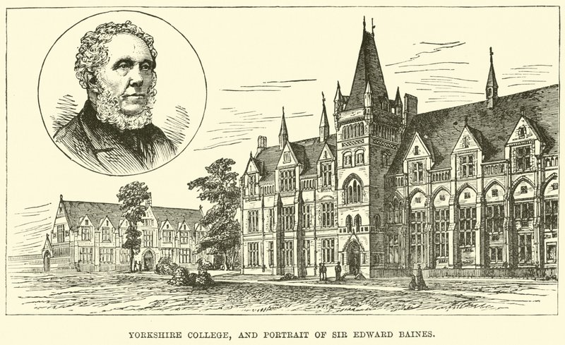 Yorkshire College i portret Sir Edwarda Bainesa autorstwa English School
