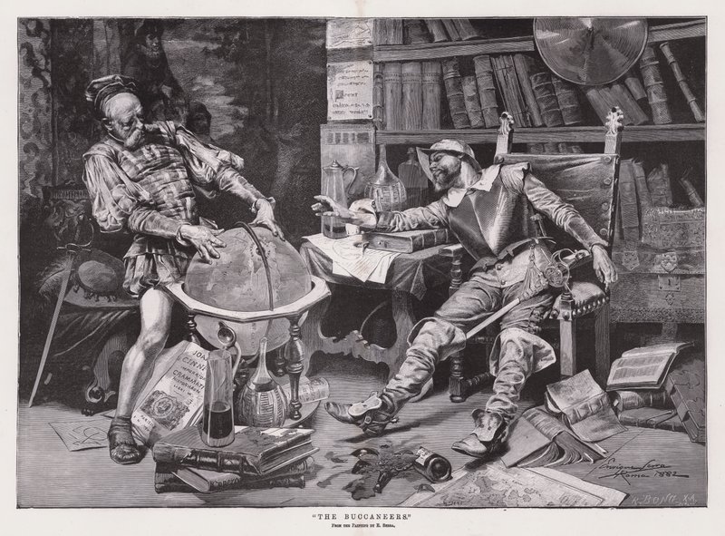 „Buccaneers” (grawerowanie) autorstwa Enrique Serra