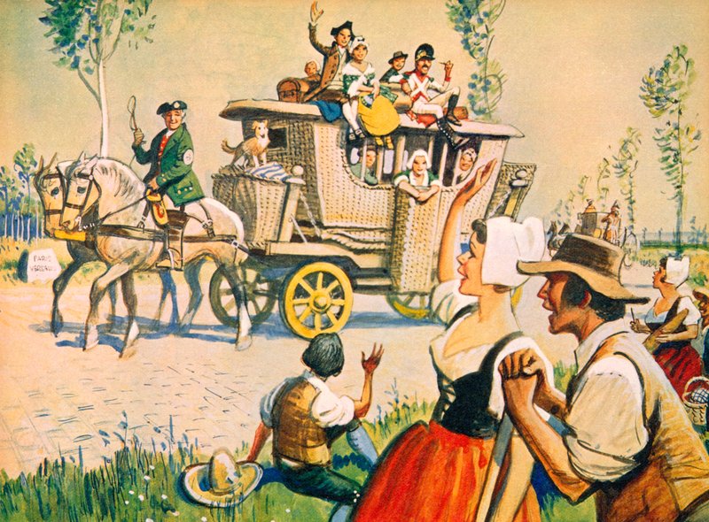 Powóz na drodze między Paryżem a Wersalem w 1787 r. autorstwa Eric Parker
