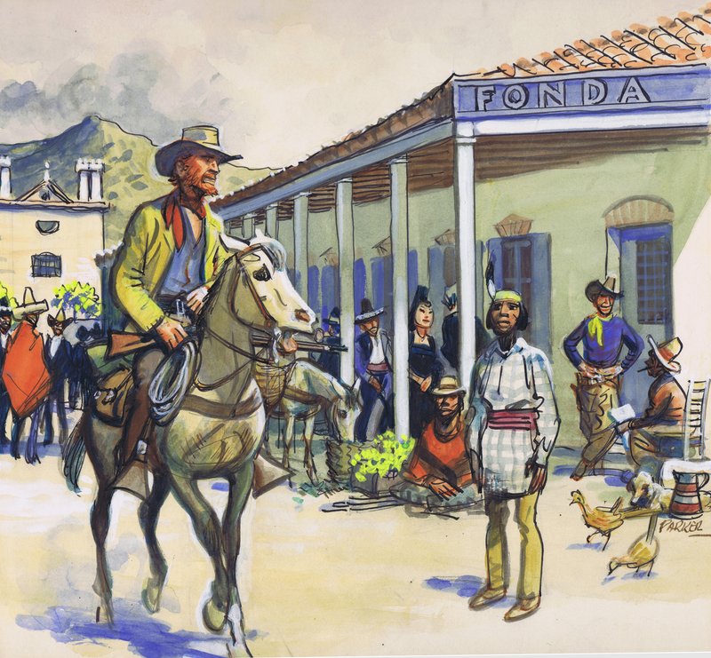 La Fonda, Santa Fe (gwasz na papierze) autorstwa Eric Parker