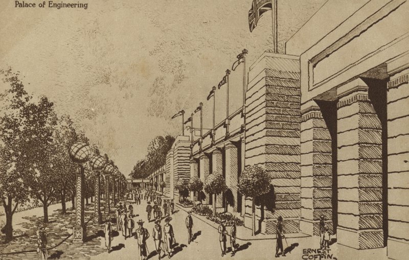 Pałac Inżynierii, Wystawa Imperium Brytyjskiego, Wembley, 1924 autorstwa Ernest Coffin