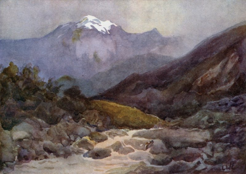Dzielnica jeziora Illumeni, bystrza w pobliżu Moquehue autorstwa Ernest William Christmas