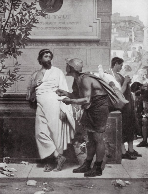 Arystydes i chłop (litografia) autorstwa Ernest (1818 87) Hillemacher