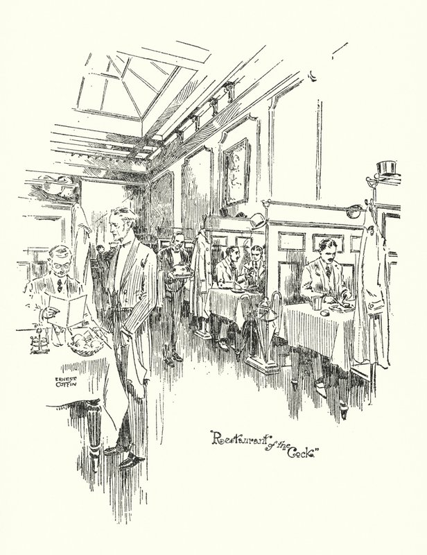 Stary Londyn: Restauracja Cock Tavern (litografia) autorstwa Ernest (after) Coffin