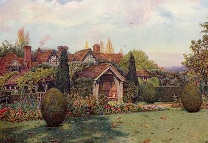 Great Tangley Manor, Surrey (kolor lito) autorstwa Ernest Arthur Rowe