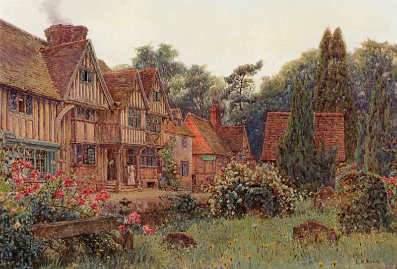 Porch House w Chiddingstone, Kent (kolor lito) autorstwa Ernest Arthur Rowe