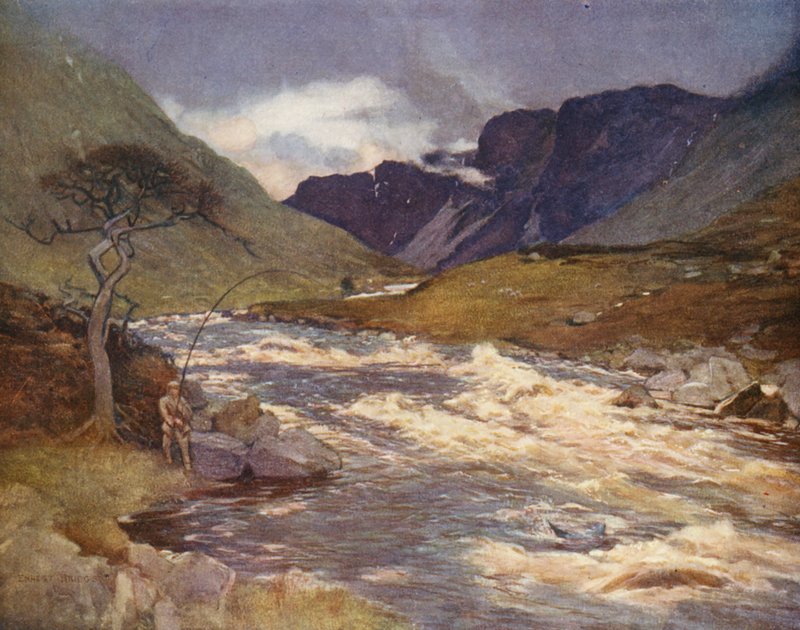 Rzeka Awe (kolorowa litografia) autorstwa Ernest Edward Briggs