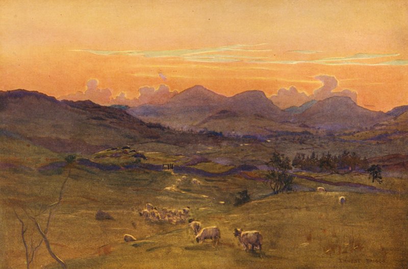 Dolina Ken, wieczór (kolorowa litografia) autorstwa Ernest Edward Briggs