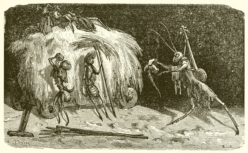 Mrówka i Konik Polny autorstwa Ernest Henry Griset