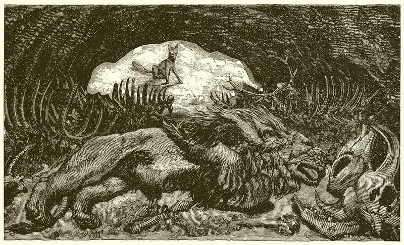Lis i chory lew autorstwa Ernest Henry Griset