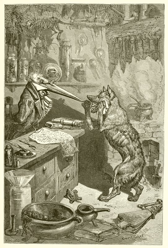 Wilk i Żuraw autorstwa Ernest Henry Griset