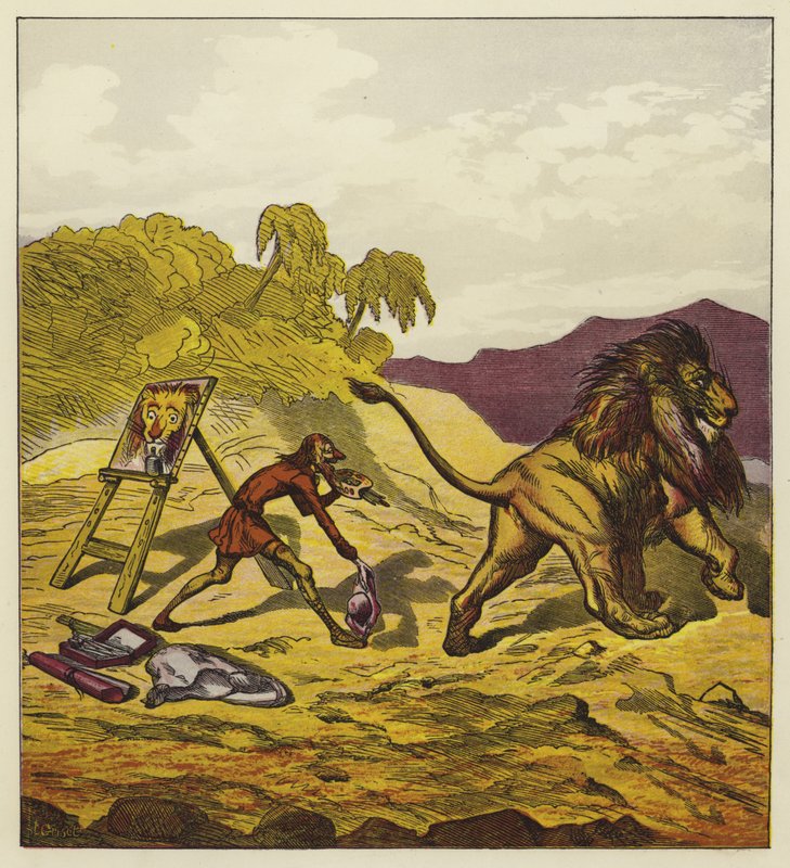 Lew opuszcza Johna Bold autorstwa Ernest Henry Griset