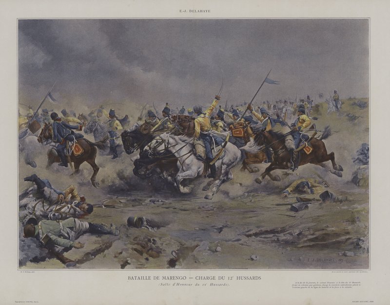 Bataille de Marengo – Charge du 12e Hussards (Szarża 12 Hussars w bitwie pod Marengo) autorstwa Ernest Jean Delahaye