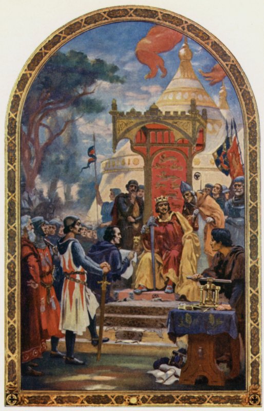 Król Jan podpisujący Magna Charta (kolor lito) autorstwa Ernest Normand