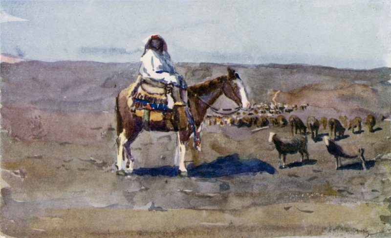 Typowa dziewczyna Gaucho z Południowej Argentyny siedząca na swoim caballo autorstwa Ernest William Christmas