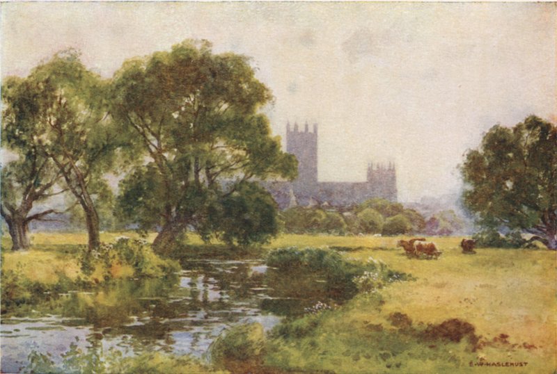 Canterbury z Stour (kolor lito) autorstwa Ernest William Haslehust