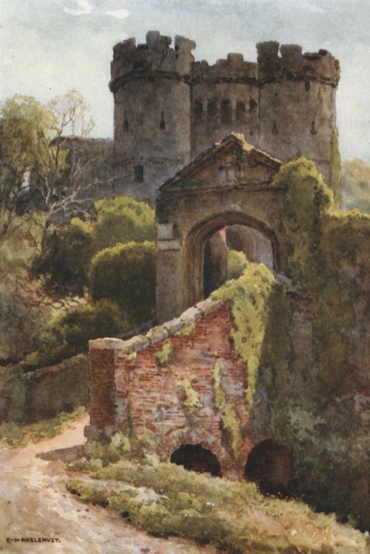 Zamek Carisbrooke (kolor lito) autorstwa Ernest William Haslehust