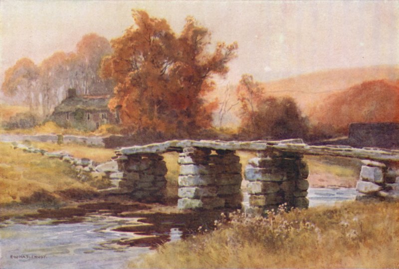 Clapper Bridge, Postbridge (kolor lito) autorstwa Ernest William Haslehust