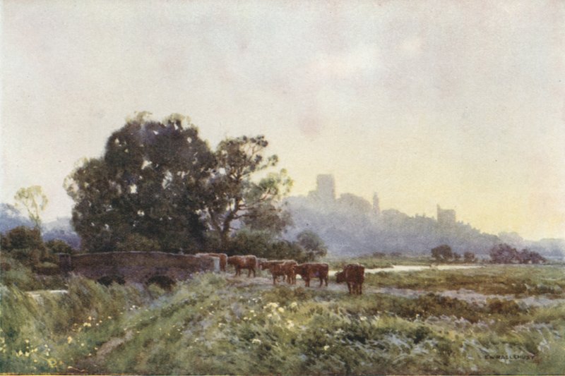 Dorchester from the Meadows (kolor lito) autorstwa Ernest William Haslehust