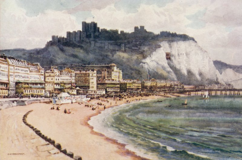 Zamek Dover i Marine Parade (kolor lito) autorstwa Ernest William Haslehust