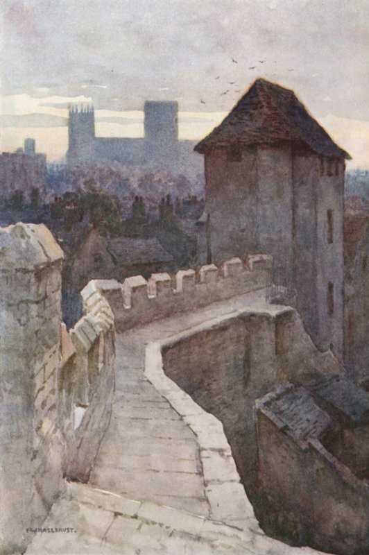 Plakat Fishergate z murów (kolor lito) autorstwa Ernest William Haslehust