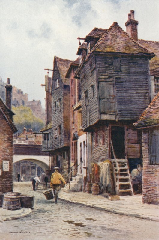 Dzielnica Rybaków, Folkestone (kolor lito) autorstwa Ernest William Haslehust