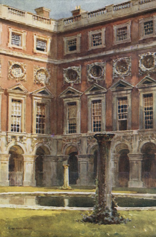 Fontanna Court (kolor lito) autorstwa Ernest William Haslehust