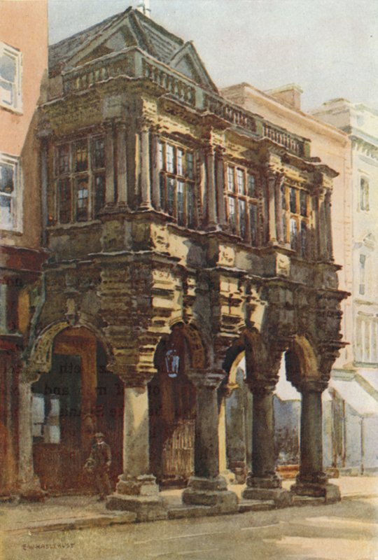 Ganek Guildhall (kolor lito) autorstwa Ernest William Haslehust