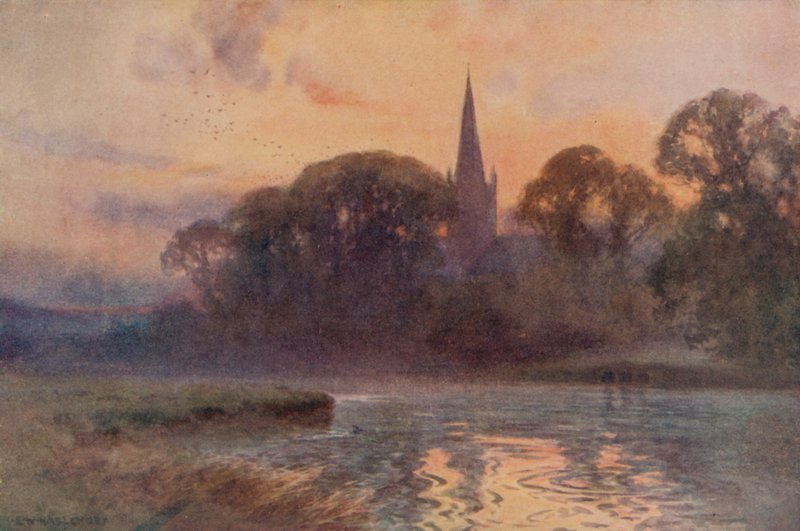 Kościół Świętej Trójcy, Stratford-on-Avon (kolor lito) autorstwa Ernest William Haslehust