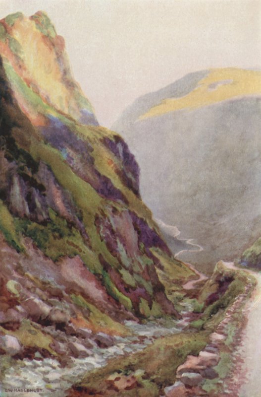 Honister Pass  Dawn (kolor lito) autorstwa Ernest William Haslehust