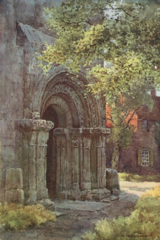 Ganek Norman, Wieża św. Wawrzyńca (kolor lito) autorstwa Ernest William Haslehust
