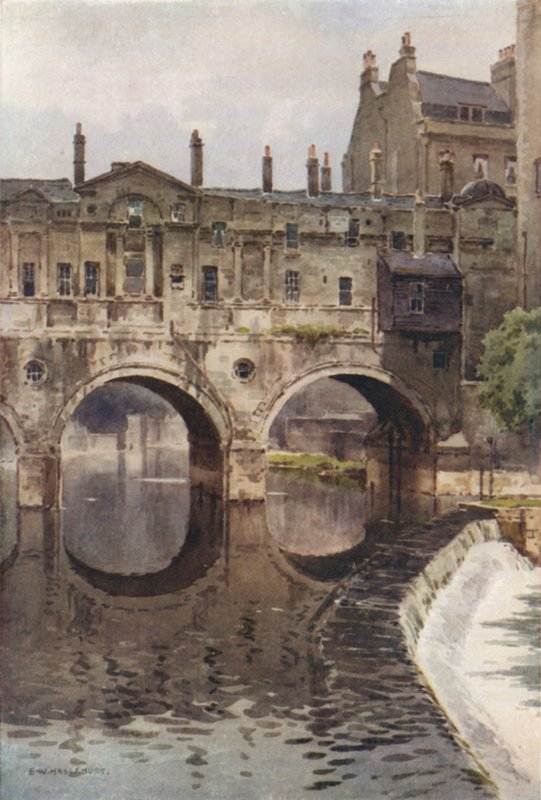 Pulteney Bridge, Bath (kolor lito) autorstwa Ernest William Haslehust