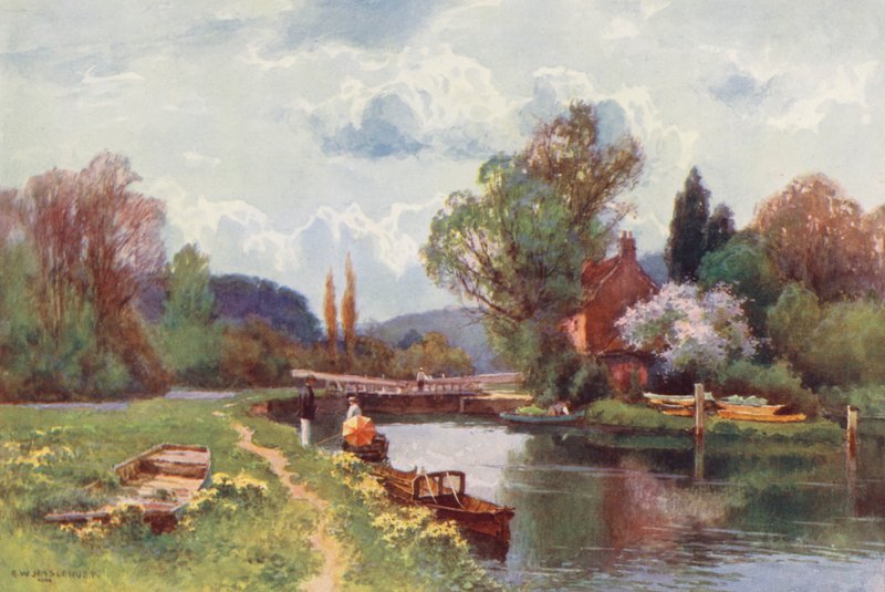 Tamiza: Śluza Hurley (kolorowa litografia) autorstwa Ernest William Haslehust
