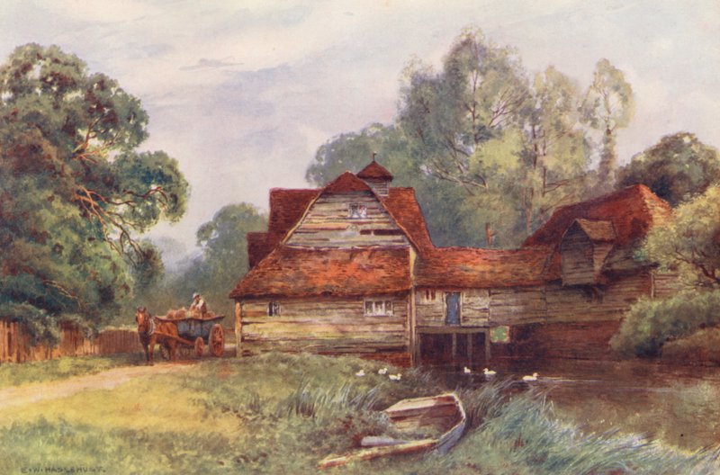 Tamiza: Mapledurham Mill (kolorowa litografia) autorstwa Ernest William Haslehust