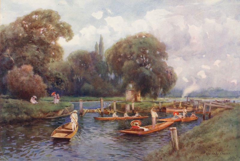 Tamiza: Śluza Molesey (kolorowa litografia) autorstwa Ernest William Haslehust