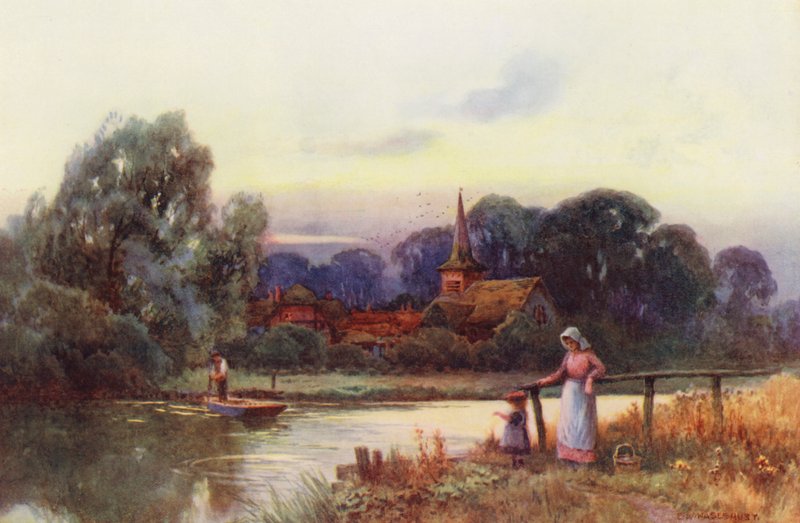 Tamiza: Prom Moulsford (kolorowa litografia) autorstwa Ernest William Haslehust
