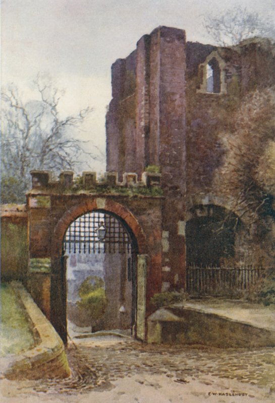 Zamek Rougemont (kolor lito) autorstwa Ernest William Haslehust