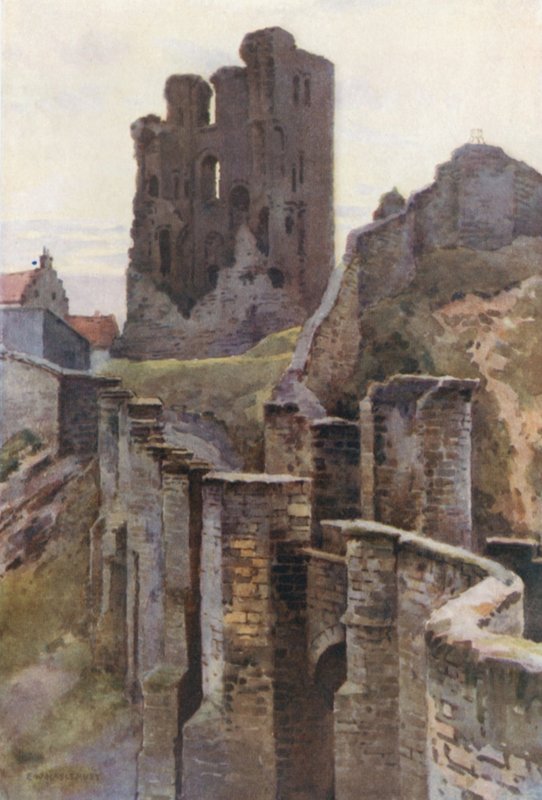 Zamek Scarborough (kolor lito) autorstwa Ernest William Haslehust