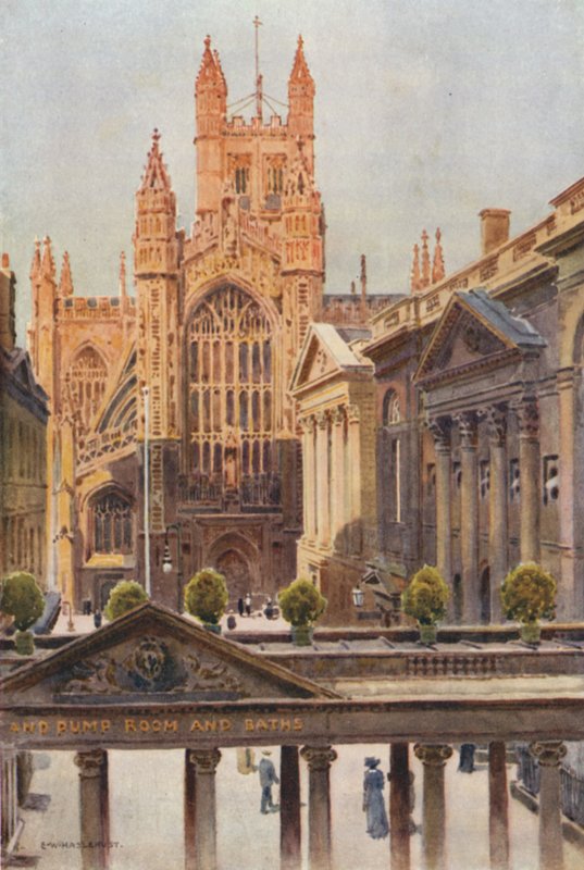 Wielka Pijalnia i Opactwo, Łaźnia (kolor lito) autorstwa Ernest William Haslehust