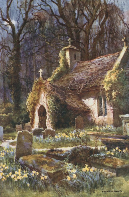 Stary Kościół, Bonchurch (kolor lito) autorstwa Ernest William Haslehust