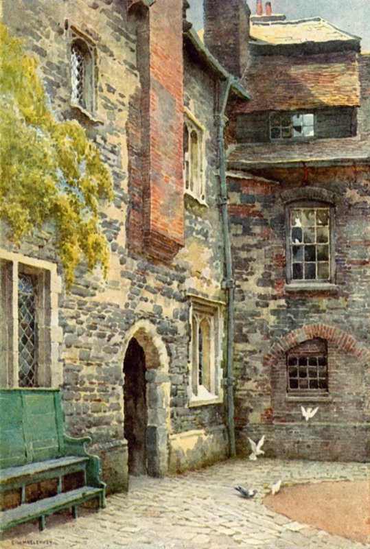 Washhouse Court, Charterhouse (kolor lito) autorstwa Ernest William Haslehust