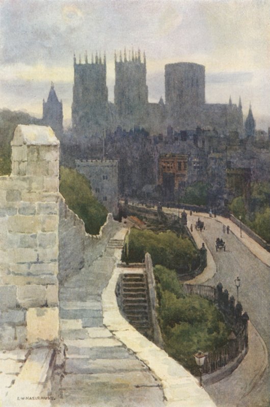 York z murów miejskich (kolor lito) autorstwa Ernest William Haslehust
